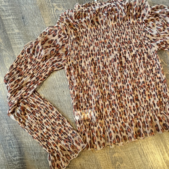 Free People Hello There Leopard Blouse LG - Picture 11 of 12
